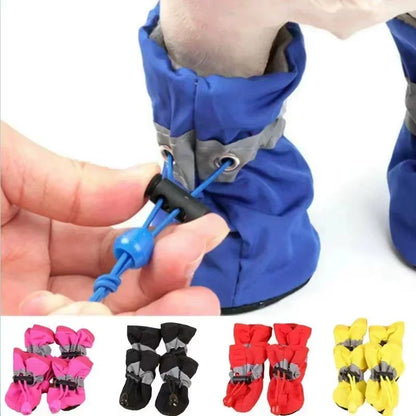 Keep Your Paws Dry and Cozy: 4Pcs Waterproof Anti-Slip Dog Shoes for Rain and Snow