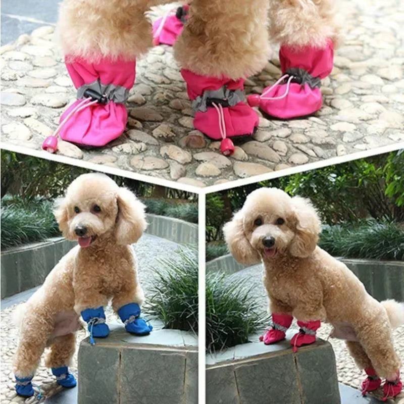 Keep Your Paws Dry and Cozy: 4Pcs Waterproof Anti-Slip Dog Shoes for Rain and Snow