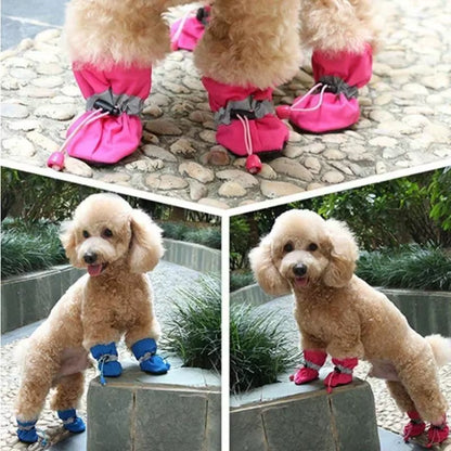 Keep Your Paws Dry and Cozy: 4Pcs Waterproof Anti-Slip Dog Shoes for Rain and Snow